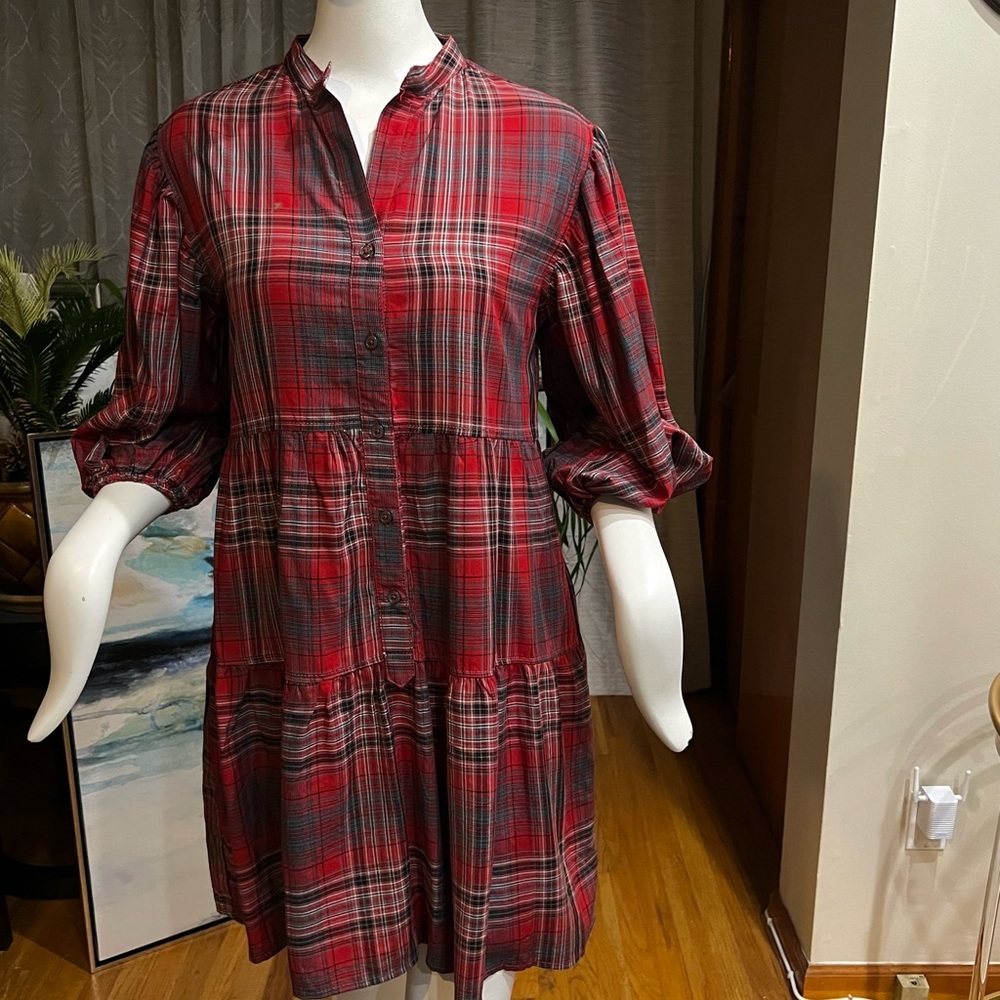 MAX STUDIO Women’s Rayon Plaid Short Shirt Dress  , New Size Small